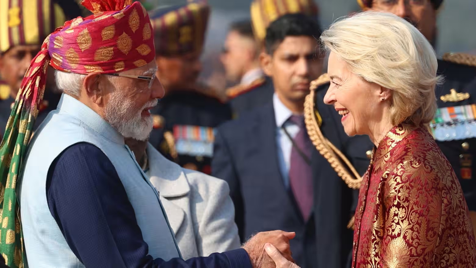 Thủ tướng Ấn Độ Narendra Modi và Chủ tịch Ủy ban châu Âu Ursula von der Leyen Thủ tướng Ấn Độ Narendra Modi và Chủ tịch Ủy ban châu Âu Ursula von der Leyen