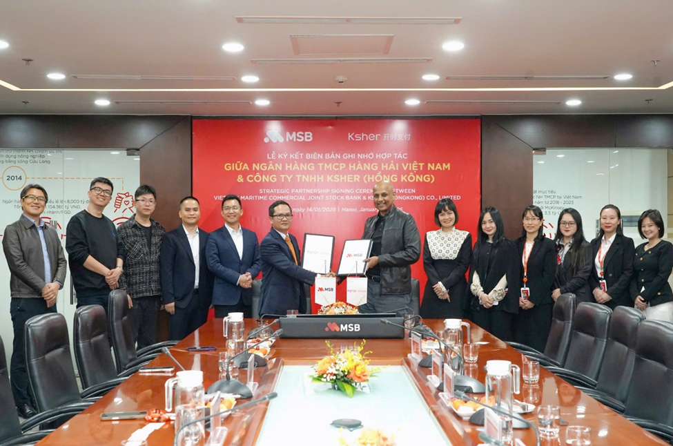   Đại diện MSB và Ksher tại Lễ ký kết Biên bản ghi nhớ (Ảnh: MSB)  