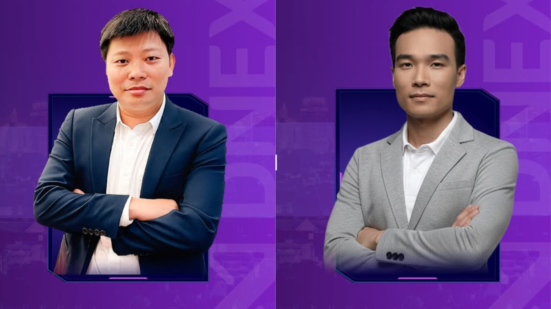 Eric Vương (bên trái), Trần Quang Chiến (bên phải) lần lượt giữ chức Phó Chủ tịch và Thành viên HĐQT của CTCP Sàn giao dịch Tài sản số DNEX Eric Vương (bên trái), Trần Quang Chiến (bên phải) lần lượt giữ chức Phó Chủ tịch và Thành viên HĐQT của CTCP Sàn giao dịch Tài sản số DNEX
