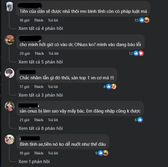 Bình luận của người dùng dưới fanpage có tích xanh của ONUS (Ảnh: Chụp màn hình) Bình luận của người dùng dưới fanpage có tích xanh của ONUS (Ảnh: Chụp màn hình)