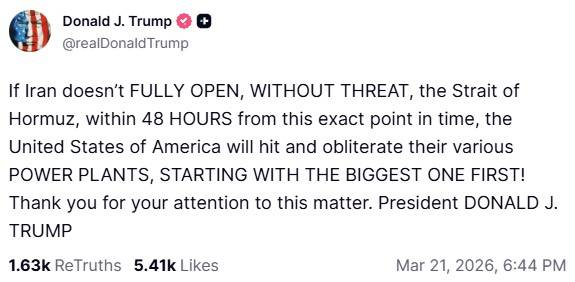 Bài viết của ông Trump trên Truth Social Bài viết của ông Trump trên Truth Social