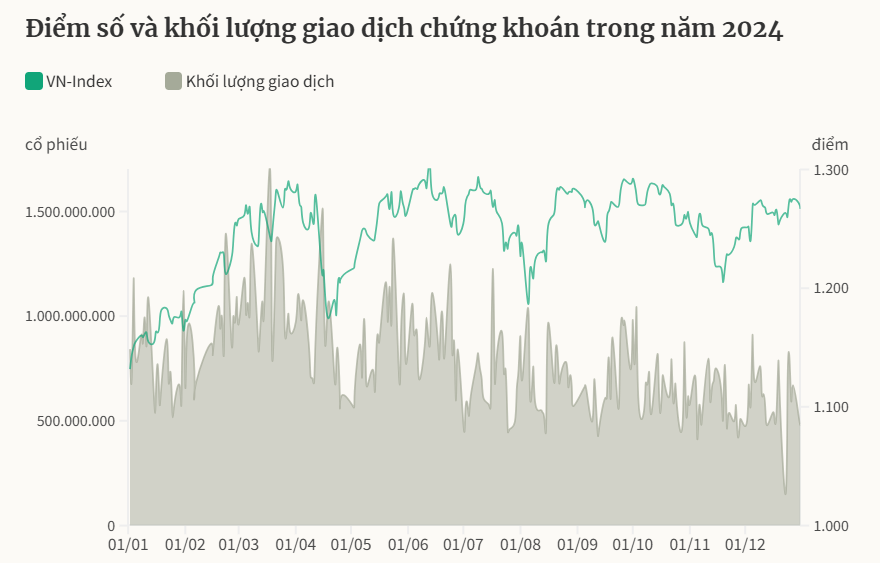 VN-Index tăng hơn 12% trong năm 2024, vì đâu nhiều chứng sỹ vẫn âm danh mục?