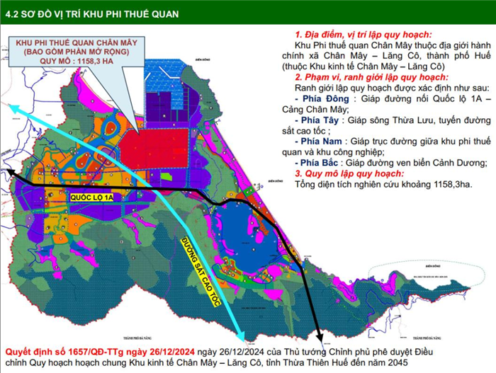 Sơ đồ vị trí quy hoạch Khu phi thuế quan Chân Mây