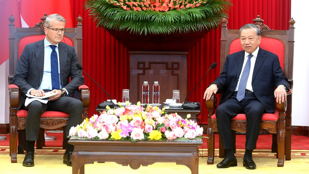 Tổng Bí thư Tô Lâm tiếp Giám đốc Tập đoàn A.P.Moller - Maersk chiều 18/11 (Ảnh: Nhân Dân)