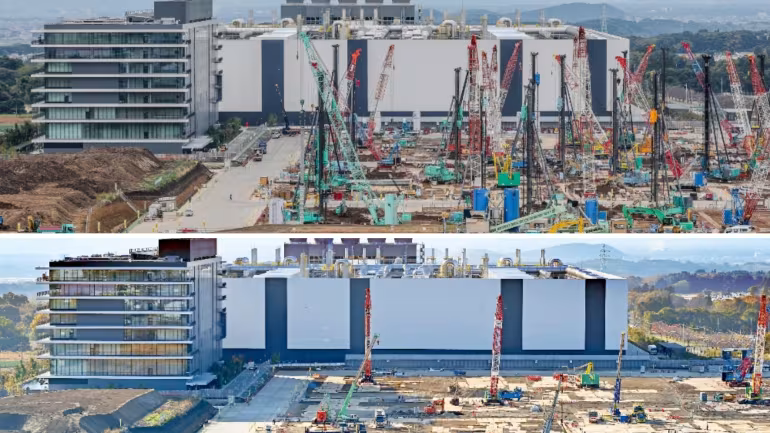 So sánh ảnh chụp tháng 11 (trên) và tháng 12 (dưới) cho thấy việc xây dựng nhà máy đang tạm dừng (Nguồn: Nikkei Asia) So sánh ảnh chụp tháng 11 (trên) và tháng 12 (dưới) cho thấy việc xây dựng nhà máy đang tạm dừng (Nguồn: Nikkei Asia)