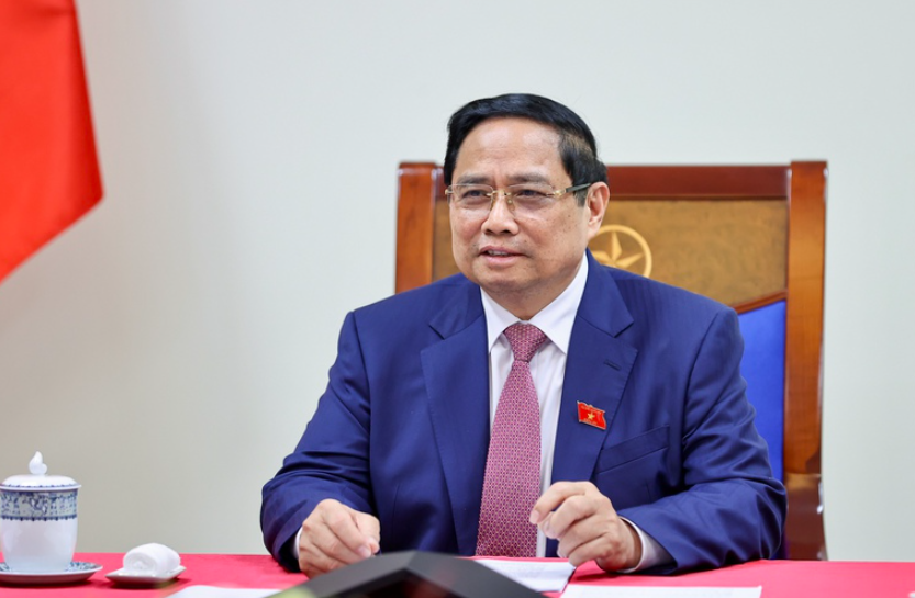 Thủ tướng Phạm Minh Chính tại buổi điện đàm (Ảnh: VGP)