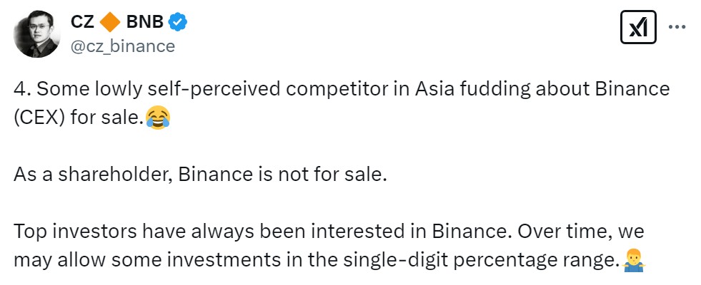 Nguồn: Changpeng Zhao