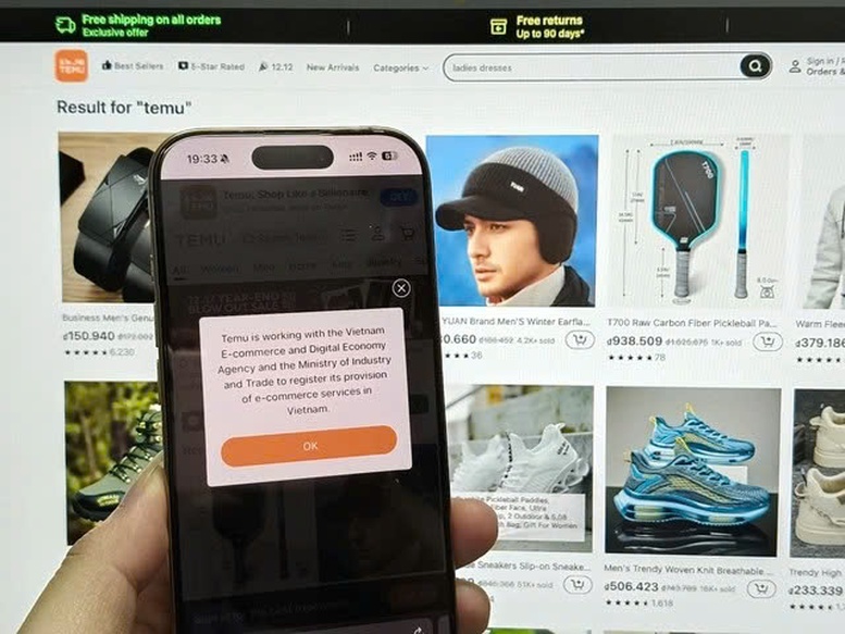 Thông báo tạm dừng hoạt động của Temu tại Việt Nam và chuyển toàn bộ giao diện sang tiếng Anh - Ảnh: Báo Thanh niên