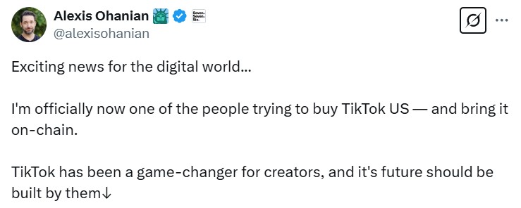 Bài đăng của Alexis Ohanian trên X