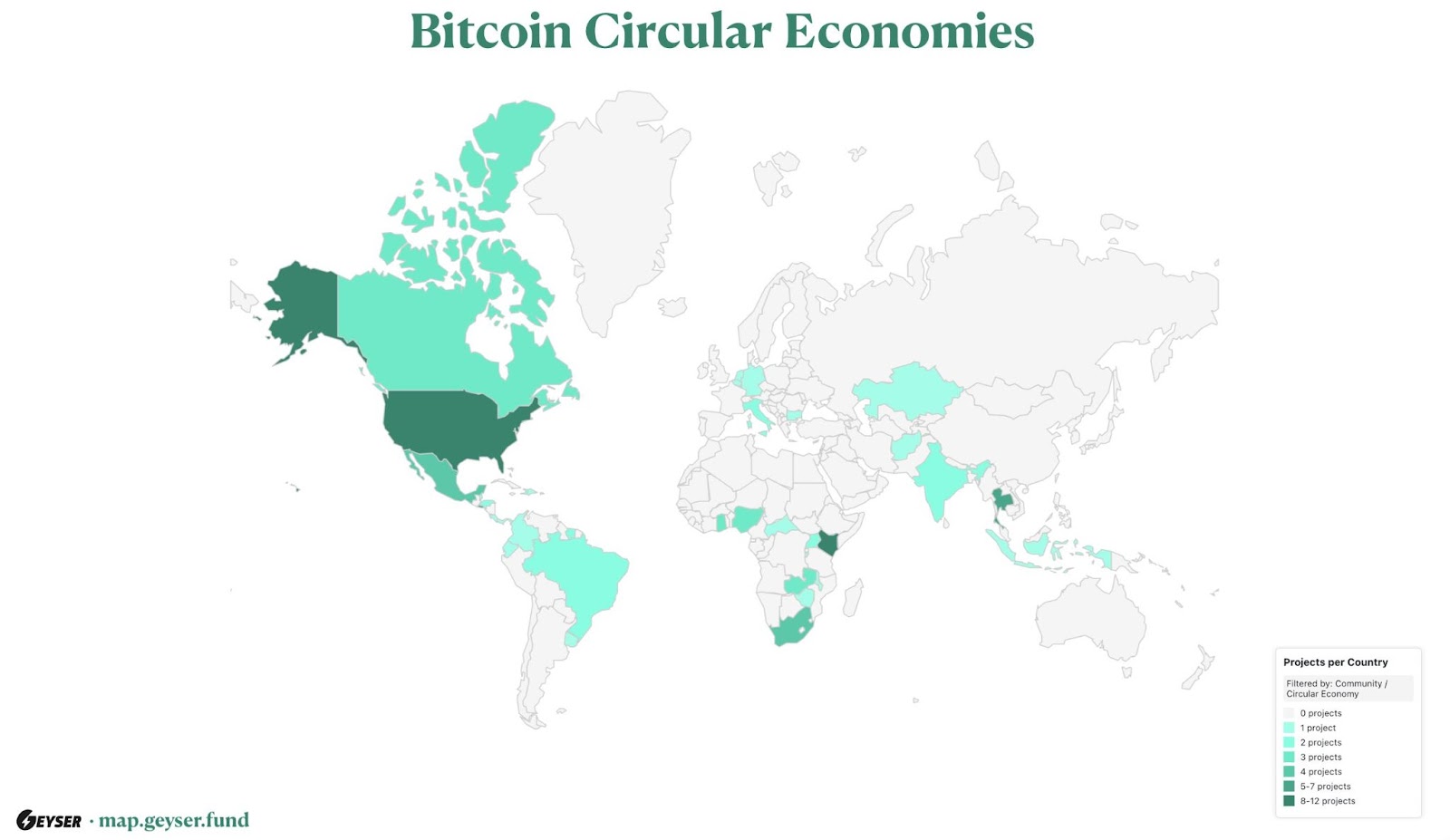 Nền kinh tế tuần hoàn Bitcoin phát triển mạnh trên toàn thế giới. (Nguồn: Geyser Fund)