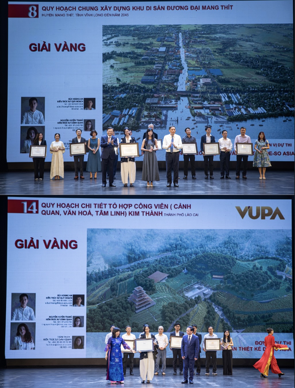 Ảnh 5: Hai đồ án do T&T Group tài trợ kinh phí lập ý tưởng/đồ án quy hoạch cũng đã được vinh danh giải Vàng. Ảnh 5: Hai đồ án do T&T Group tài trợ kinh phí lập ý tưởng/đồ án quy hoạch cũng đã được vinh danh giải Vàng.