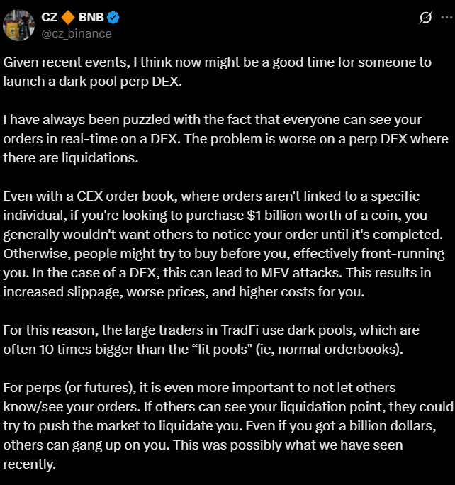 Bài đăng của CZ trên X