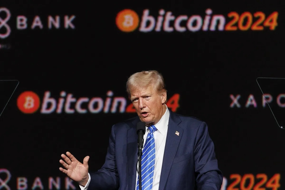 Donald Trump tại hội nghị Bitcoin 2024 ở Nashville, Tennessee (Ảnh: Bloomberg) Donald Trump tại hội nghị Bitcoin 2024 ở Nashville, Tennessee (Ảnh: Bloomberg)
