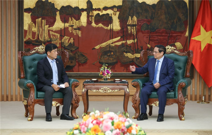 Thủ tướng Phạm Minh Chính tiếp ông Yukihito Honda, Tổng Giám đốc điều hành khối Phát triển Đô thị Đa dạng của Sumitomo (Ảnh: VGP)