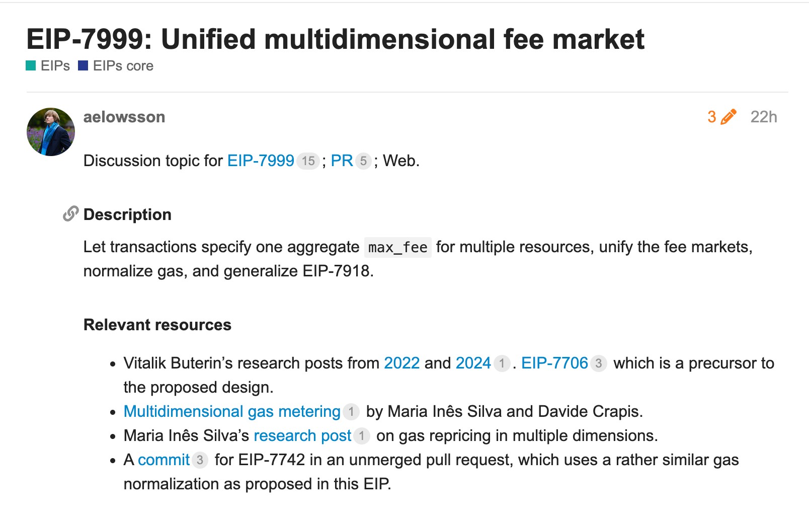 Đề xuất EIP-7999 (Nguồn: Ethereum Magicians)