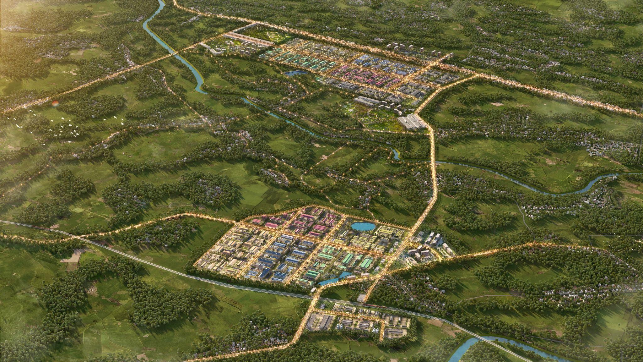 Phối cảnh Khu công nghiệp Tây Bắc Hồ Xá Phối cảnh Khu công nghiệp Tây Bắc Hồ Xá