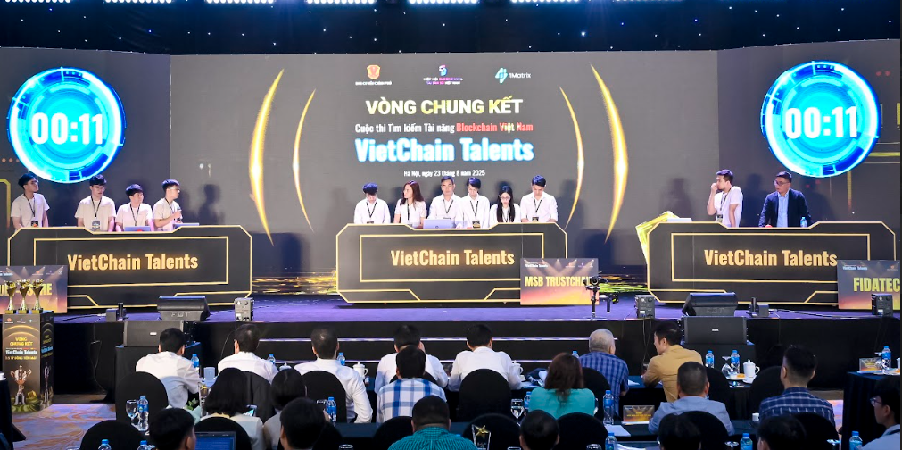 Các đội thi trong phần tranh biện vòng chung kết VietChain Talents 2025