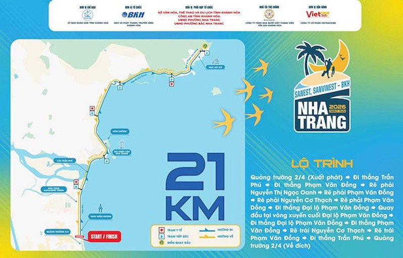 Lộ trình cung đường chạy cự ly 21km