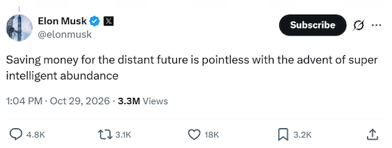 Bài post của Elon Musk trên X