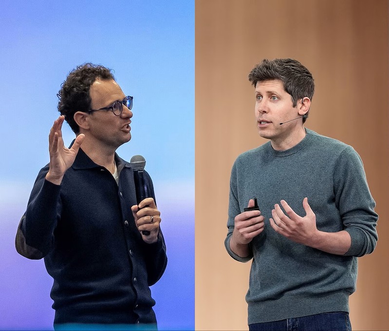 Lãnh đạo hai công ty AI hàng đầu thế giới: CEO Anthropic Dario Amodei (trái) và CEO OpenAI Sam Altman (phải).