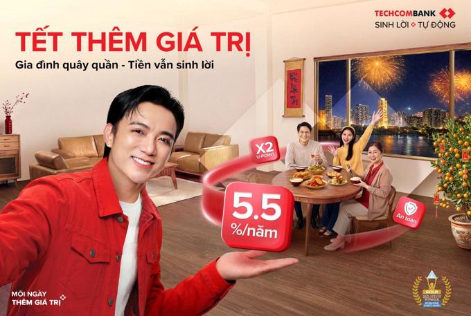 Lợi suất đến 5.5%/năm: Tối ưu từng đồng tiền nhàn rỗi dịp Tết với Techcombank Sinh Lời Tự Động
