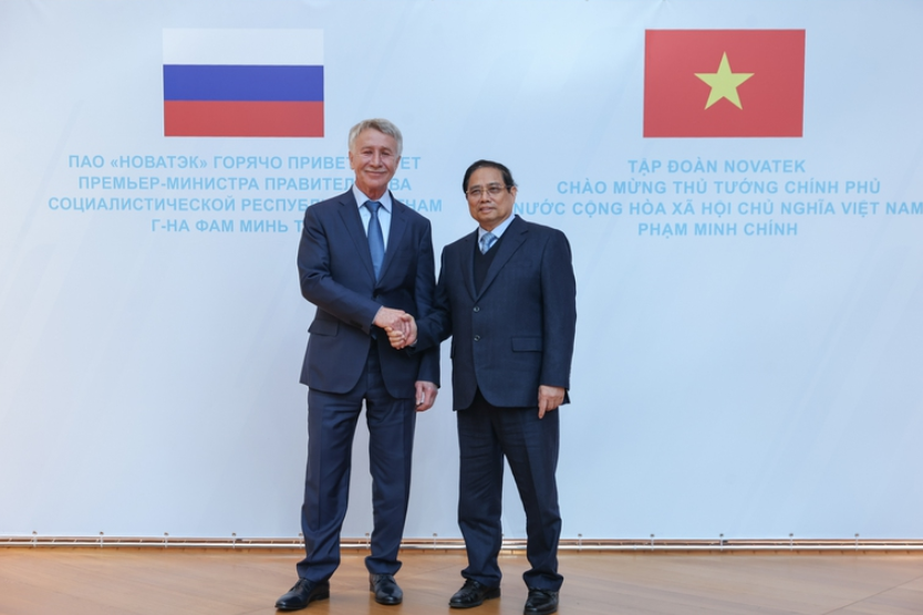 Thủ tướng Phạm Minh Chính và ông Leonid Viktorovich Mikhelson, Chủ tịch tập đoàn Novatek (Ảnh: VGP) Thủ tướng Phạm Minh Chính và ông Leonid Viktorovich Mikhelson, Chủ tịch tập đoàn Novatek (Ảnh: VGP)