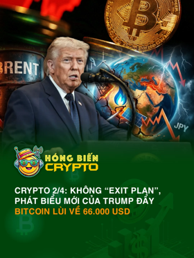 Crypto 2/4: Không “exit plan”, phát biểu mới của Trump đẩy Bitcoin lùi về 66.000 USD