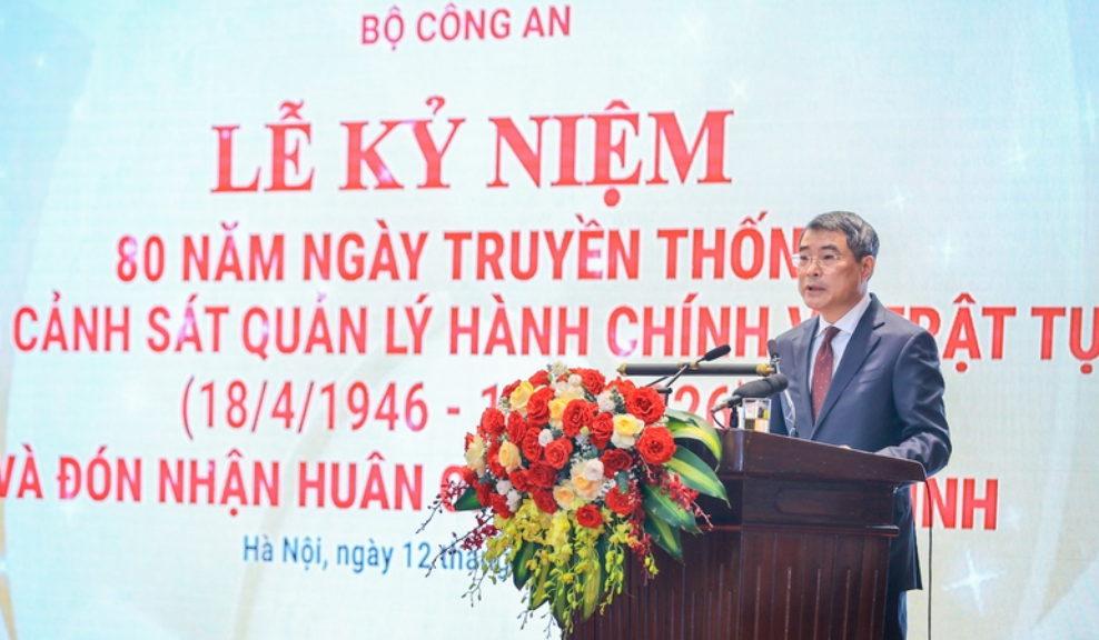 Thủ tướng Chính phủ Lê Minh Hưng phát biểu tại lễ kỷ niệm 80 năm Ngày truyền thống lực lượng cảnh sát quản lý hành chính về trật tự xã hội ( C06 - Bộ Công an) (Ảnh: VGP)