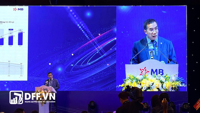 Chủ tịch HĐQT MB Lưu Trung Thái tại AGM 2026 (Ảnh: Lê Minh, thành viên DFF.VN)