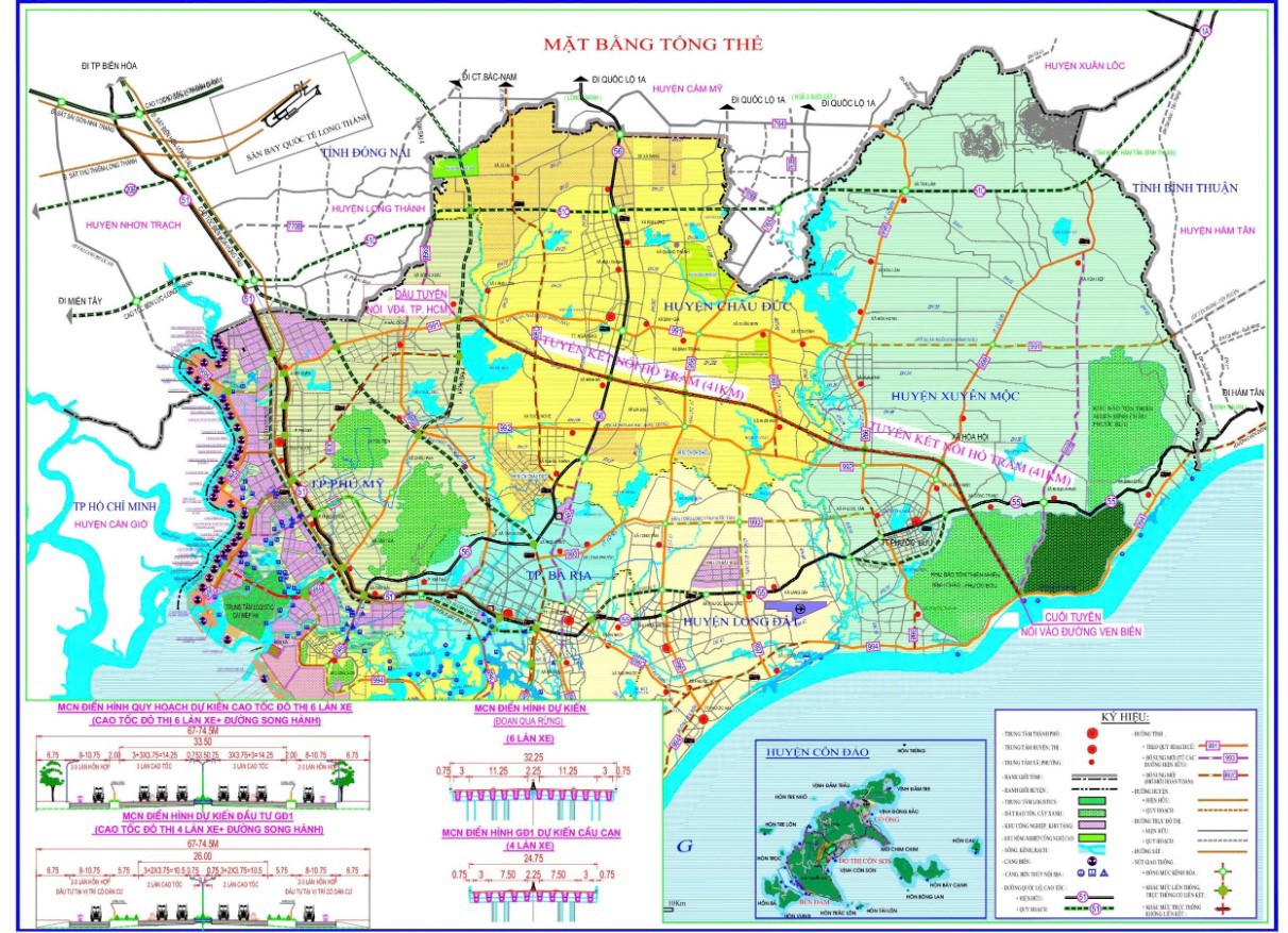 Bản đồ tuyến cao tốc sân bay Long Thành đi Hồ Tràm (Ảnh: Thanh Niên)