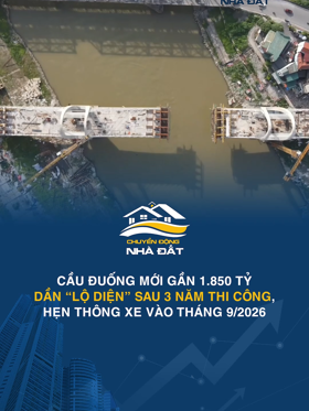 Cầu Đuống mới gần 1.850 tỷ dần “lộ diện” sau 3 năm thi công, hẹn thông xe vào tháng 9/2026