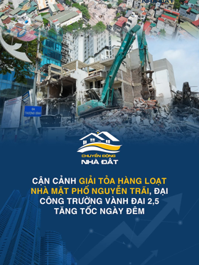 Cận cảnh giải tỏa hàng loạt nhà mặt phố Nguyễn Trãi, đại công trường Vành đai 2,5 tăng tốc ngày đêm