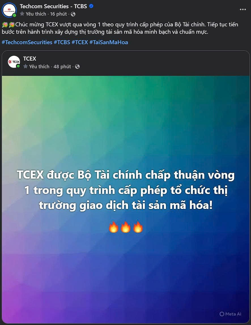 TCBS dẫn lại thông báo từ TCEX trên kênh Fanpage chính thức sáng ngày 6/5 