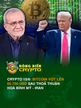 Crypto 15/6: Bitcoin vọt lên 65.700 USD sau thoả thuận hoà bình Mỹ - Iran
