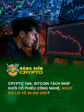 Crypto 19/6: Bitcoin tách nhịp khỏi cổ phiếu công nghệ, nguy cơ lùi về 60.000 USD?