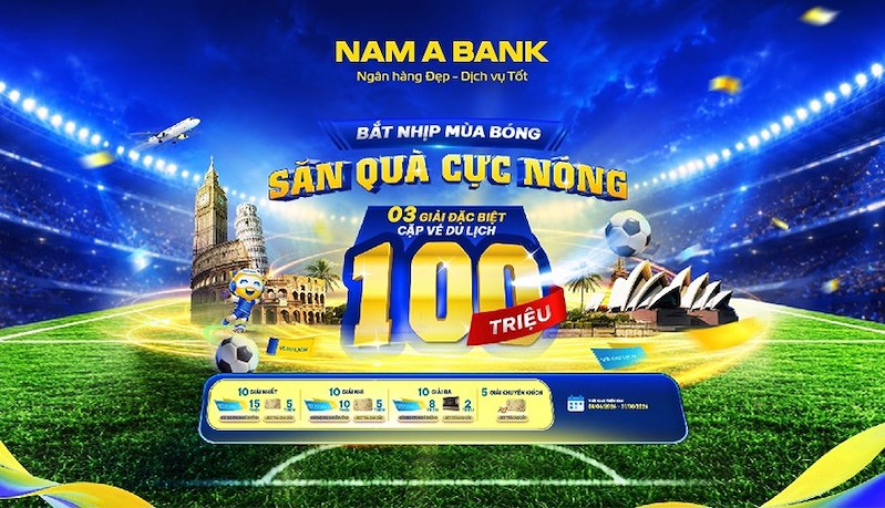 Nam A Bank tung chương trình ưu đãi hấp dẫn, tổng giá trị giải thưởng gần 800 triệu đồng. Nam A Bank tung chương trình ưu đãi hấp dẫn, tổng giá trị giải thưởng gần 800 triệu đồng.