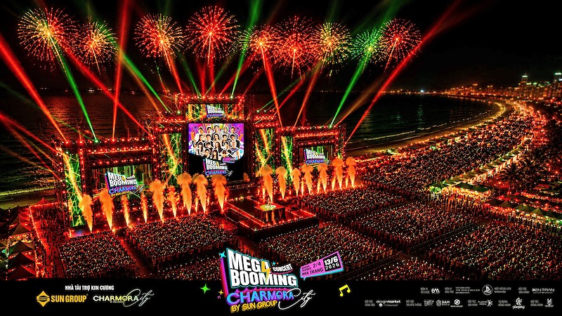   Đại nhạc hội Mega Booming với sự đồng hành của Charmora City By Sun Group sẽ được tổ chức vào ngày 13/6.  