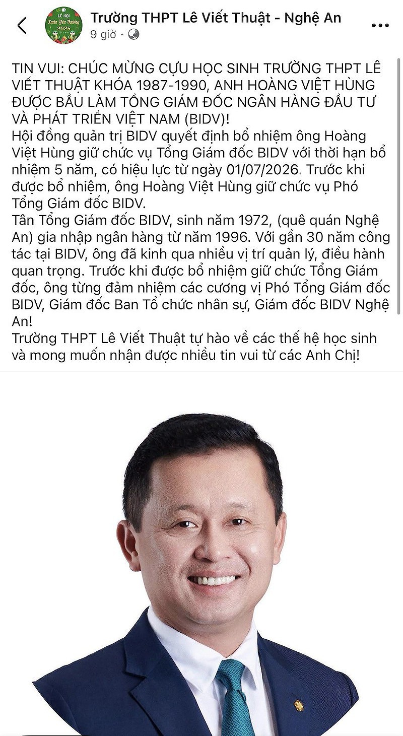 Ảnh chụp màn hình fanpage của Trường THPT Lê Viết Thuật. Ảnh chụp màn hình fanpage của Trường THPT Lê Viết Thuật.