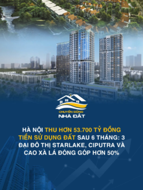 Hà Nội thu hơn 53.700 tỷ đồng tiền sử dụng đất sau 6 tháng: 3 đại đô thị Starlake, Ciputra và Cao Xà Lá đóng góp hơn 50%