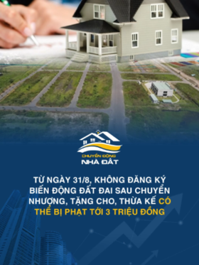 Từ ngày 31/8, không đăng ký biến động đất đai sau chuyển nhượng, tặng cho, thừa kế có thể bị phạt tới 3 triệu đồng