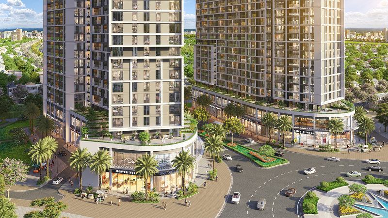 Chiều cao trần 7m cùng hệ cửa kính lớn giúp shophouse khối đế tối ưu hiệu quả kinh doanh đa mô hình. Ảnh minh hoạ: Sun Property.