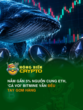 Nắm gần 5% nguồn cung ETH, ‘cá voi’ Bitmine vẫn đều tay gom hàng