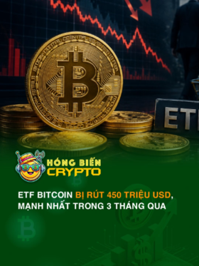 ETF Bitcoin bị rút 450 triệu USD, mạnh nhất trong 3 tháng qua
