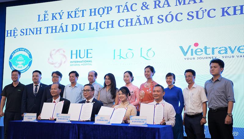 Đại diện Trung tâm Bảo tồn Di tích Cố đô Huế, Bệnh viện Đa khoa Quốc tế Huế, Vietravel và Holo Travel ký kết Bản Ghi nhớ Hợp tác & Ra mắt hệ sinh thái du lịch chăm sóc sức khoẻ