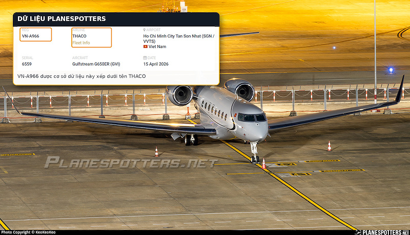Planespotters xếp chiếc Gulfstream G650ER VN-A966 dưới tên THACO Planespotters xếp chiếc Gulfstream G650ER VN-A966 dưới tên THACO